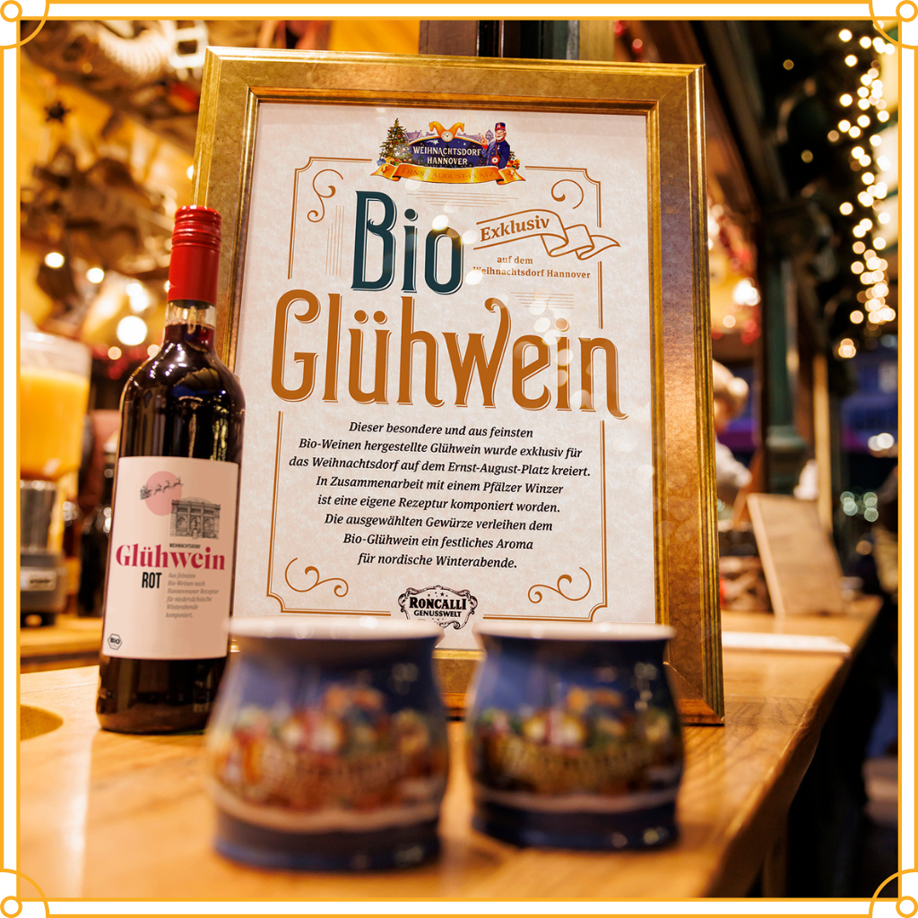 Bio-Glühwein und weitere Veganer und vegetarische Spezialitäten auf dem Weihnachtsmarkt Hannover